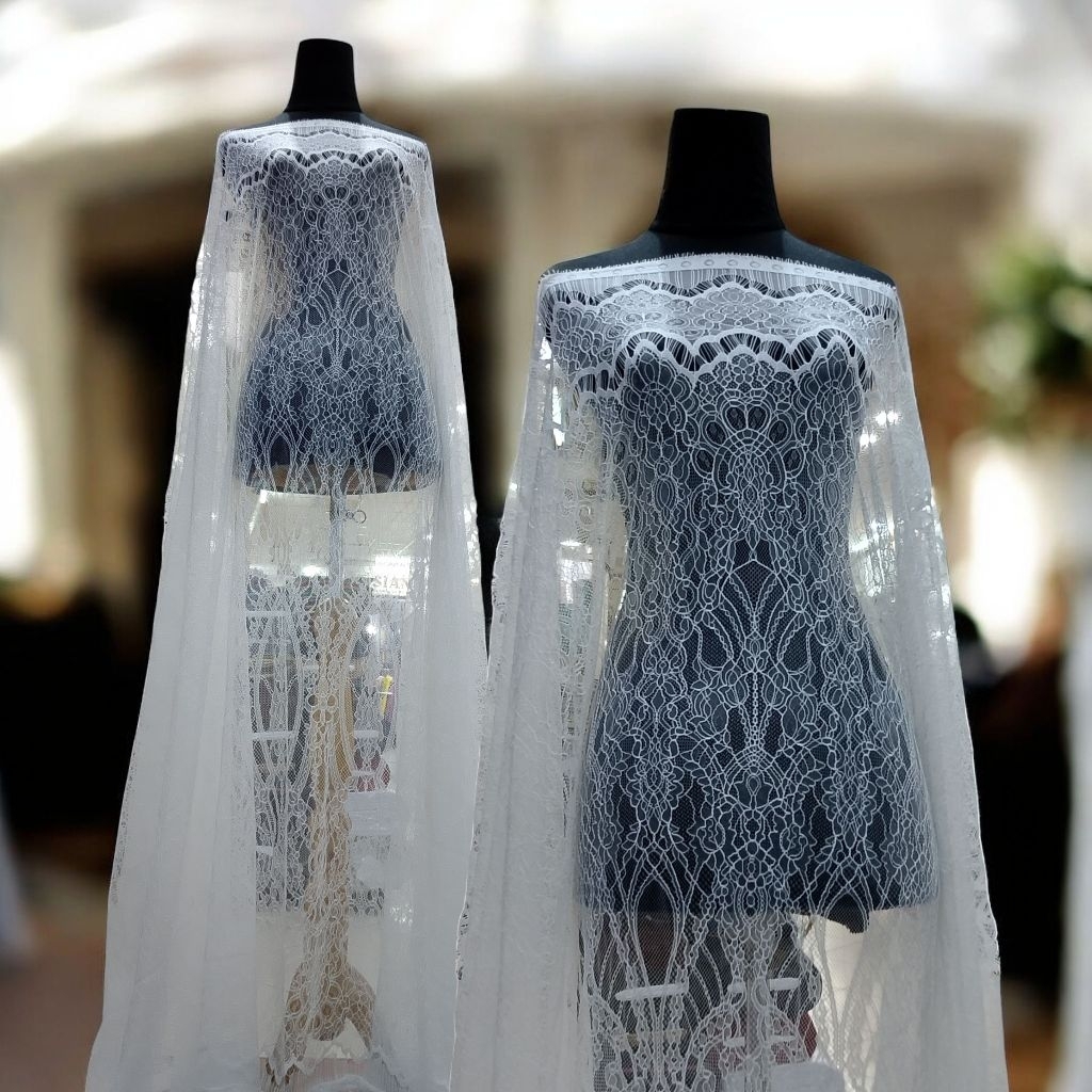 KAIN RENDA BROKAT SEMIPRANCIS KATUN ,GLOWSY,SANTILI,OFF WHITE/PUTIH TULANG