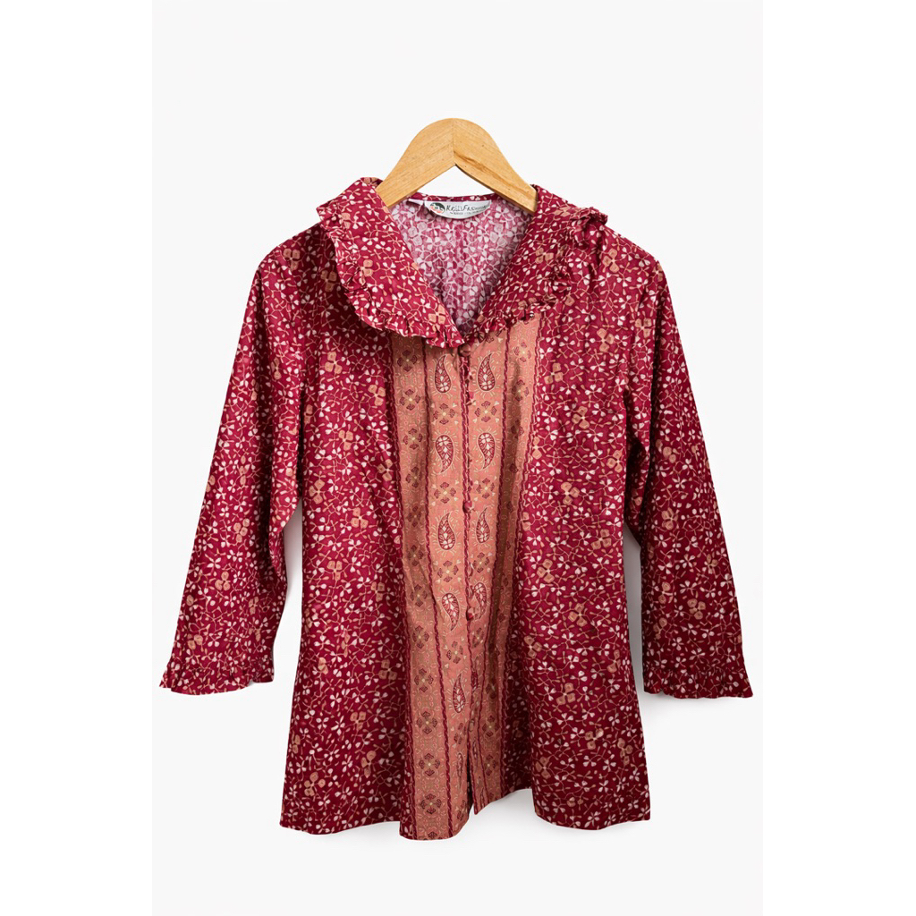 Batik Keris Baju Kaos Blouse Merah - Wanita Perempuan