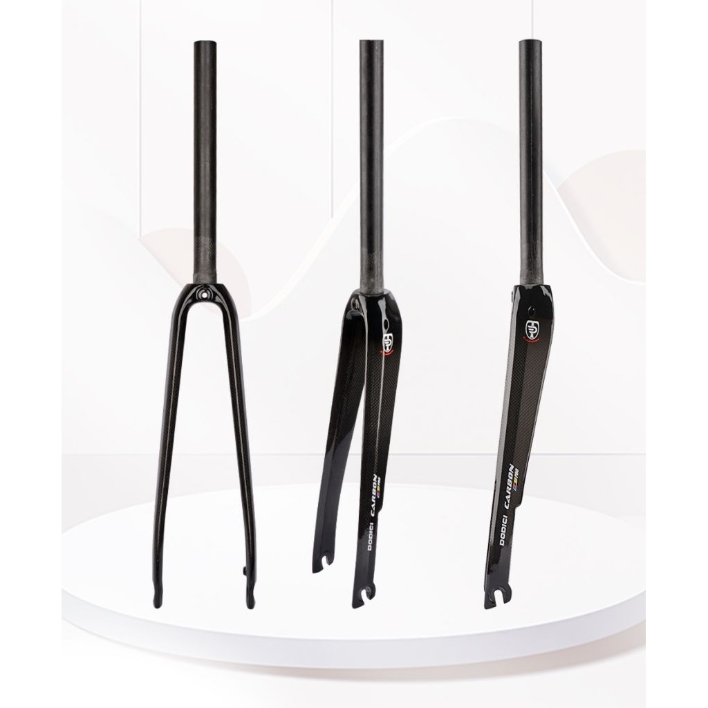 Fork Sepeda Roadbike Gravel Hybrid Berbahan Carbon Merk Dodici Ukuran OS model QR bisa Ubrake dan Di