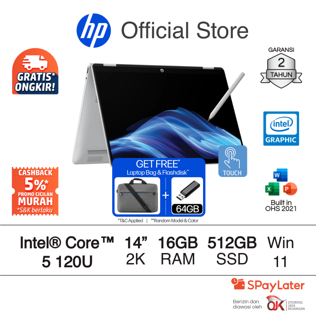 Laptop HP Pavilion x360 2 in 1 - OmniBook 5 Flip [NEW] Intel Core 5 Intel Graphics 16GB RAM 512GB SS