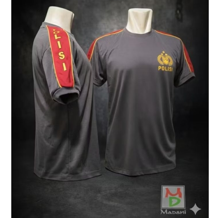 Kaos kombinasi piping polisi bahan PE polyester nyaman dipakai