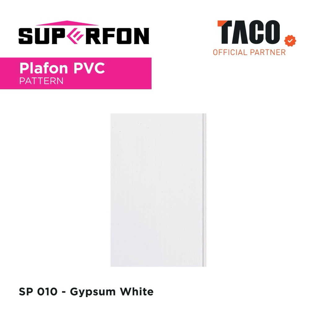 Superfon Plafon PVC Putih Polos Doff Tebal 8mm - SP 010 Gypsum White