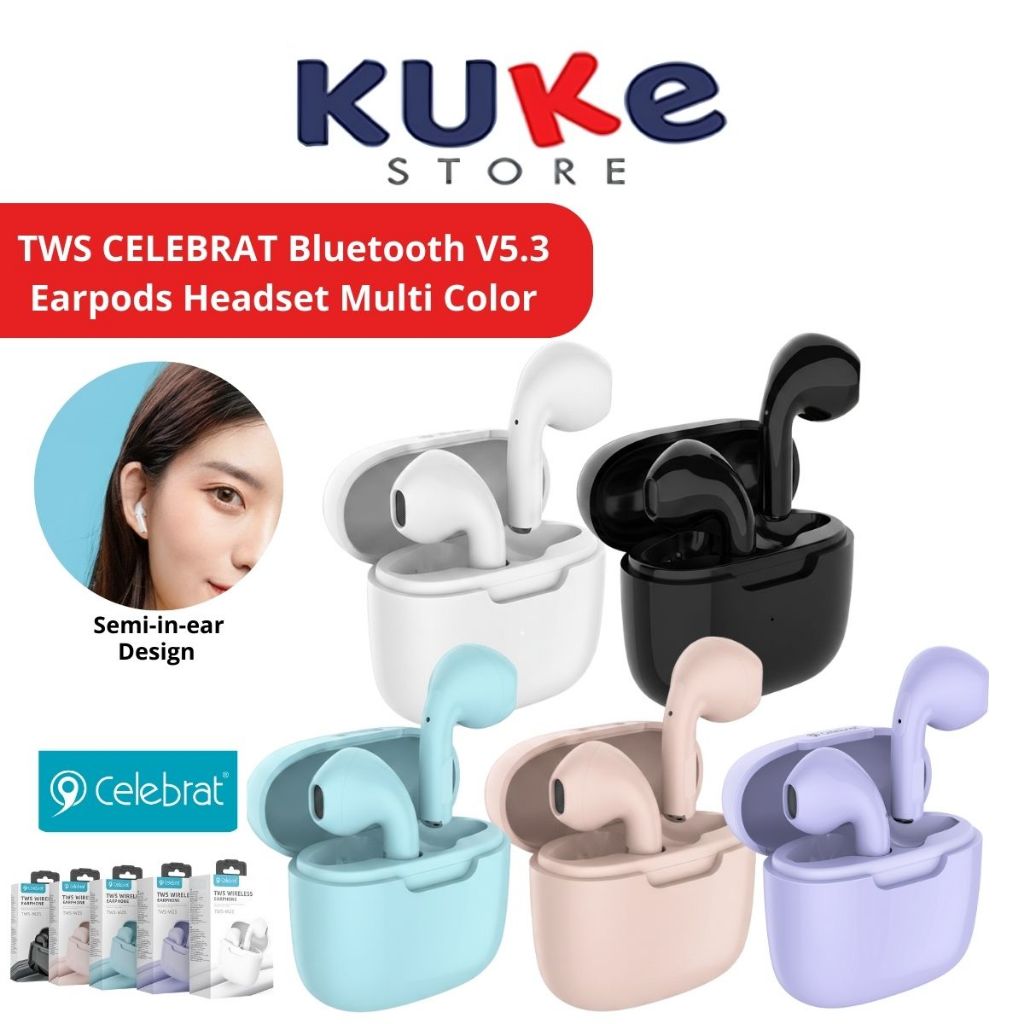 KUKE TWS Celebrat W25 Wireless Earphones Bluetooth V5.3 Headset Multi Color Stereso Bass Quality