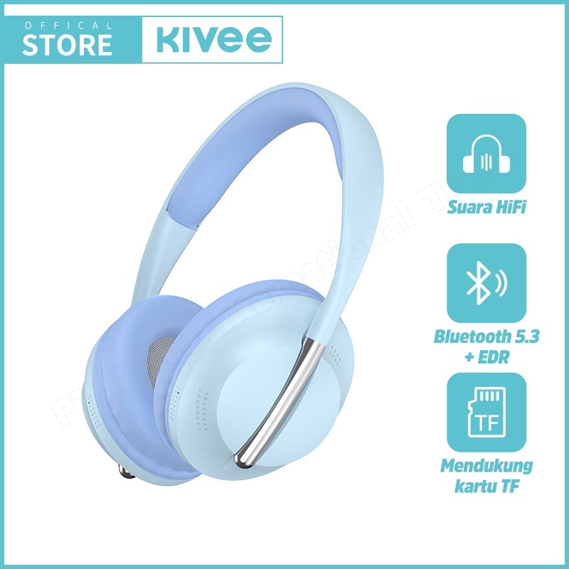 KIVEE Headphone Bluetooth 5.3 Super Bass TW155 Pink Headset Wireless Original