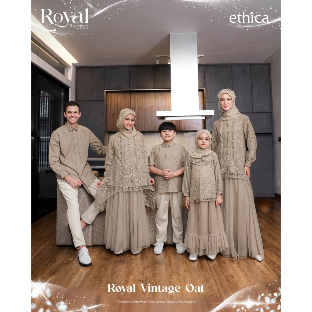 ETHICA Sarimbit 2026 Royal Vintage Oat Setelan Brukat Lebaran Terbaru