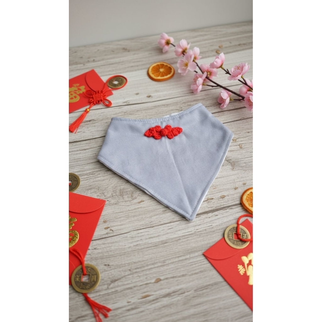Bib Bayi Imlek Cny 3 Layer, Premium Bib, Bandana Bib Soft Grey Denim
