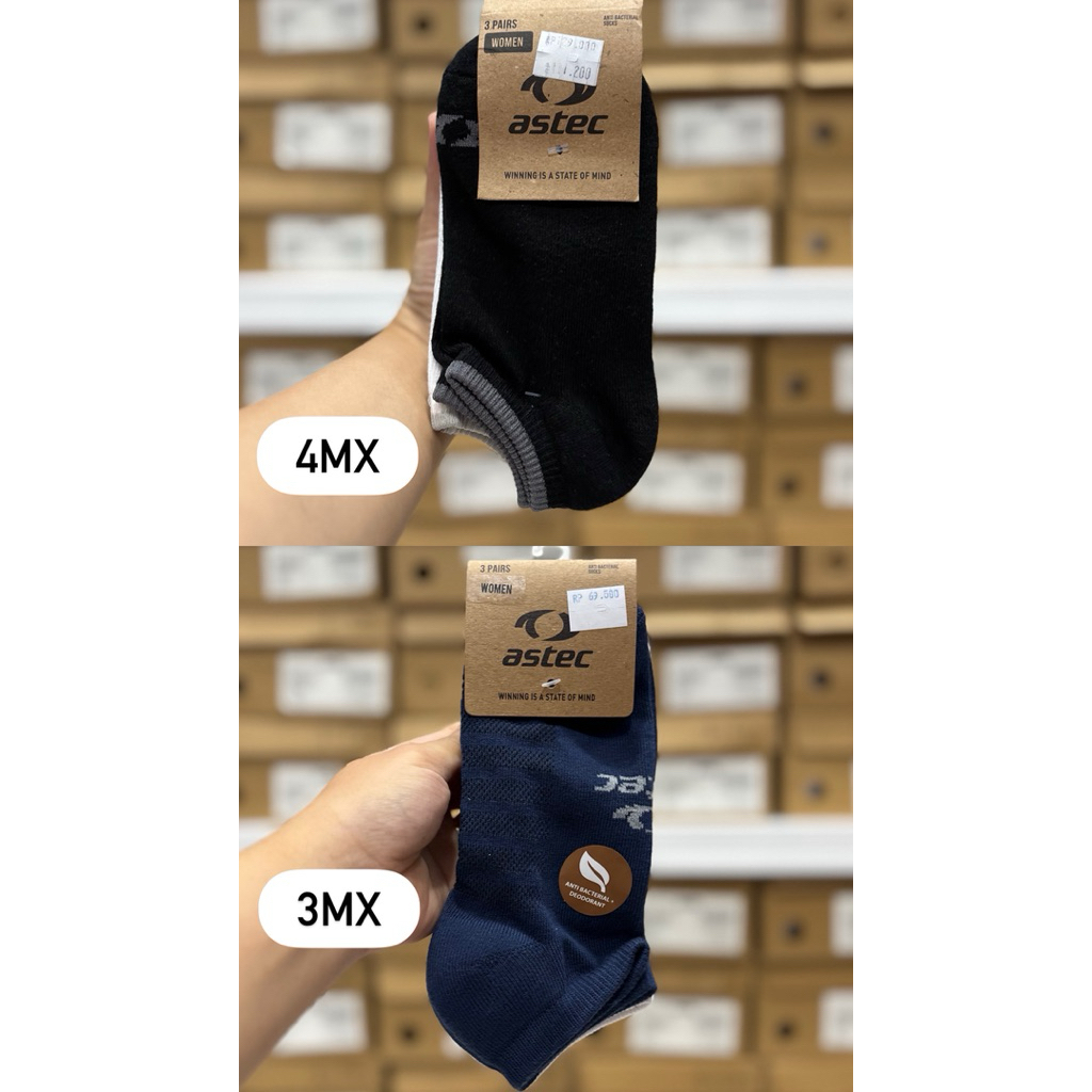 KAOS KAKI WANITA RUNNING WOMEN ASTEC LOW CUT SOCKS 4MX AND 3MX ANTI BACTERIAL 3PAIR ORIGINAL
