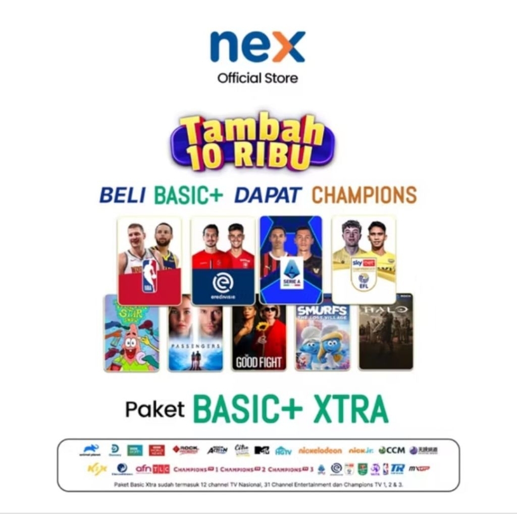 Voucher Paket Basic+ Xtra 6501 30 Hari Nex Parabola Matrix Garuda