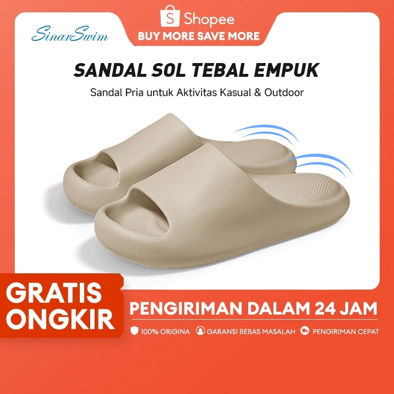 READY STOCK Sandal Posee's Model Original Rubber Warna Beige Anti Slip