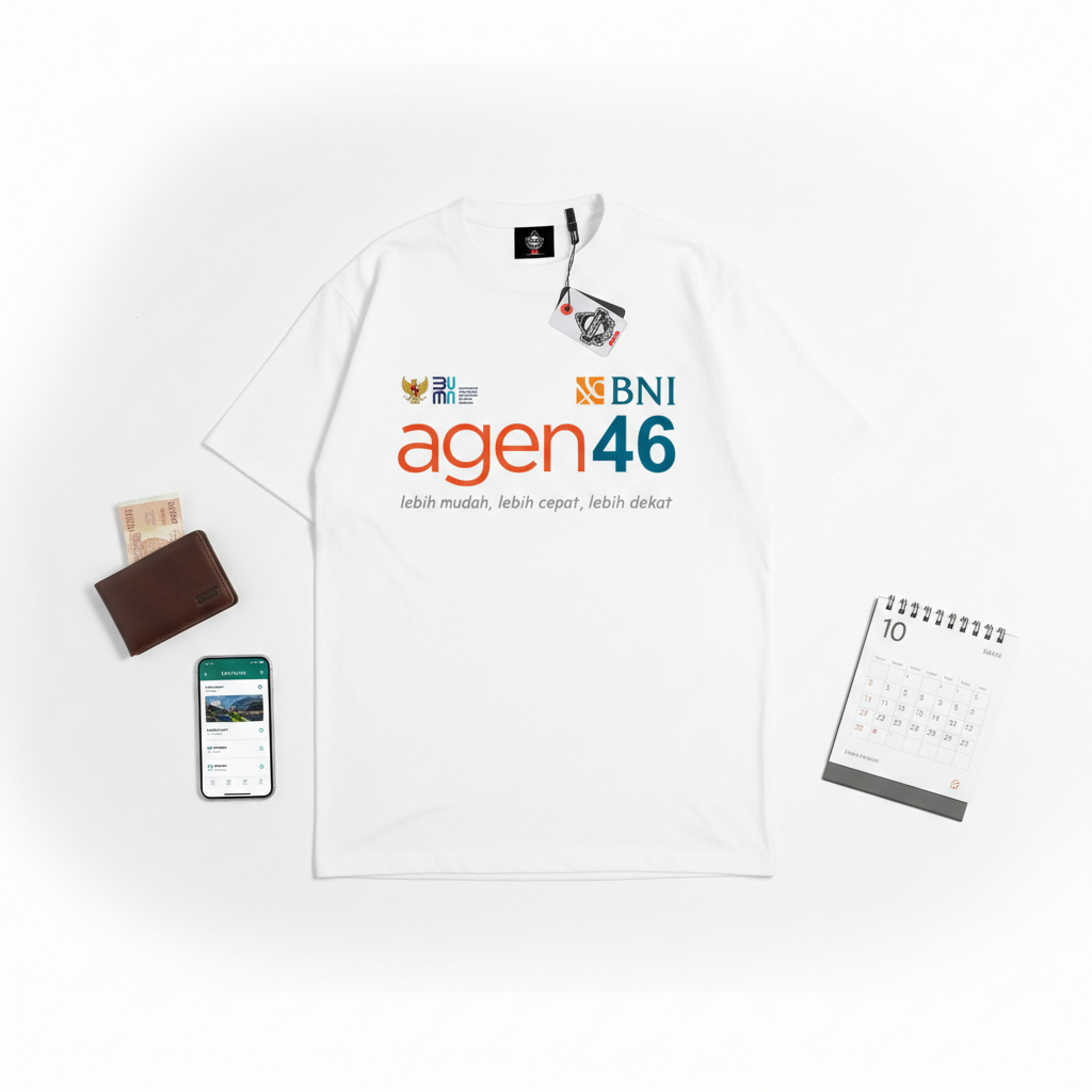 KARIMAKE Kaos Agen46 BNI Baju Seragam Agen 46 BNI LinkAja Distro Cotton Combed 24s