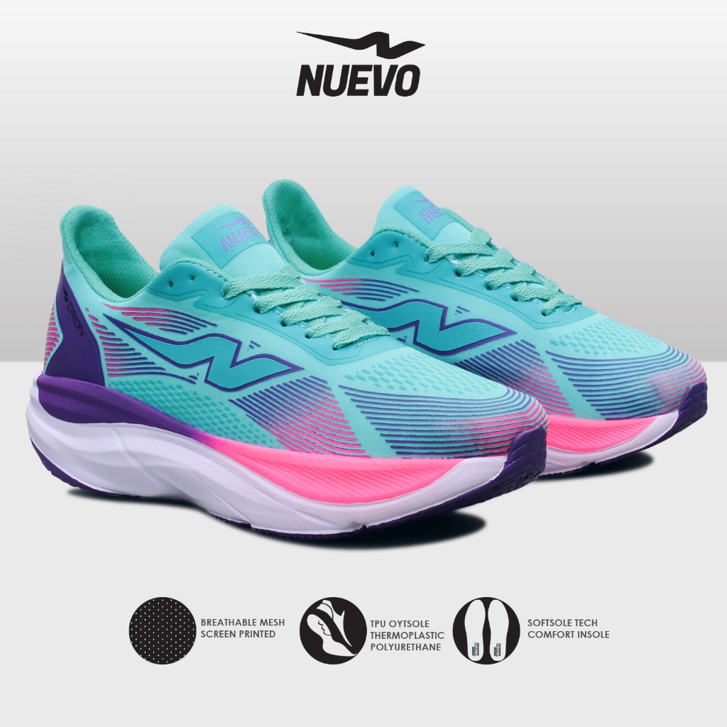 NUEVO ORION Sepatu Lari Pria Sneakers Running Shoes Ringan Aqua Purple