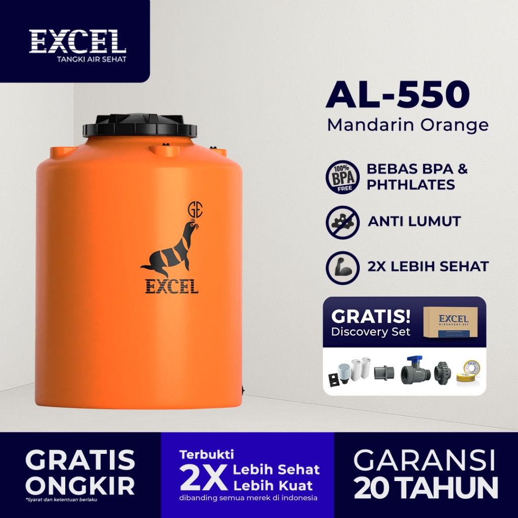 Tangki/ Tandon/ Toren air EXCEL - Roto AL-550 Orange Grahaexcel. Anti lumut, lebih sehat. Tandon Air