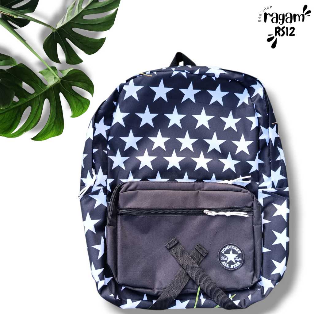 Tas Ransel Converse All Star Motif Black/Tas Ransel Wanita [FULLTAG] BAGPACK BACKPACK CONVERSE ALLST