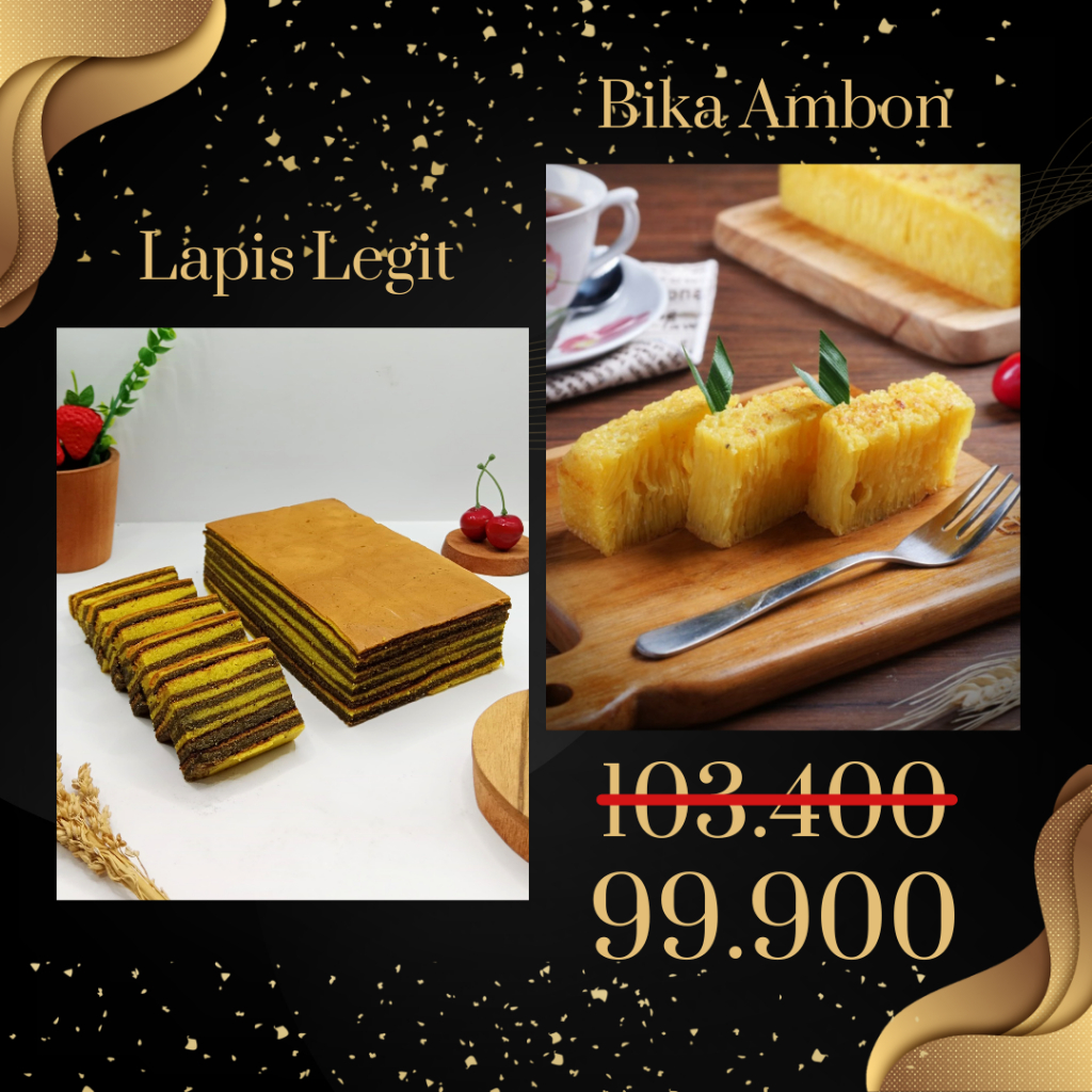 Paket 2 Box Kue Tradisional Kue Lapis Legit Bika Ambon Khas Medan