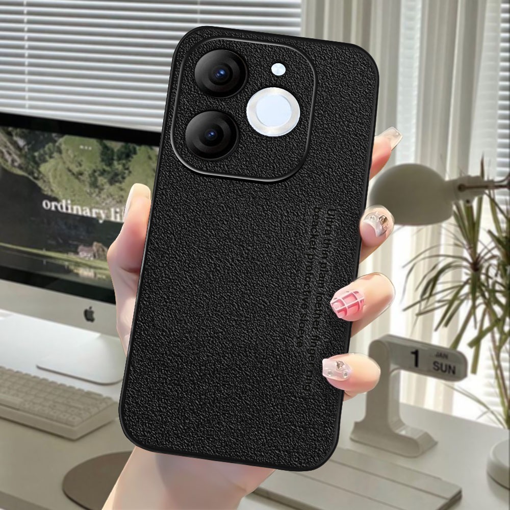 Casing Itel A70 A80 Luxury Plain Meteorite Skin Leather Case