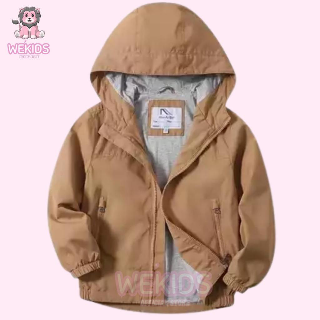WE'KIDS.ID Jaket Anak 3 - 12 Tahun Parasut Waterproof Windproof Bahan Tebal Polos Cream Khaki