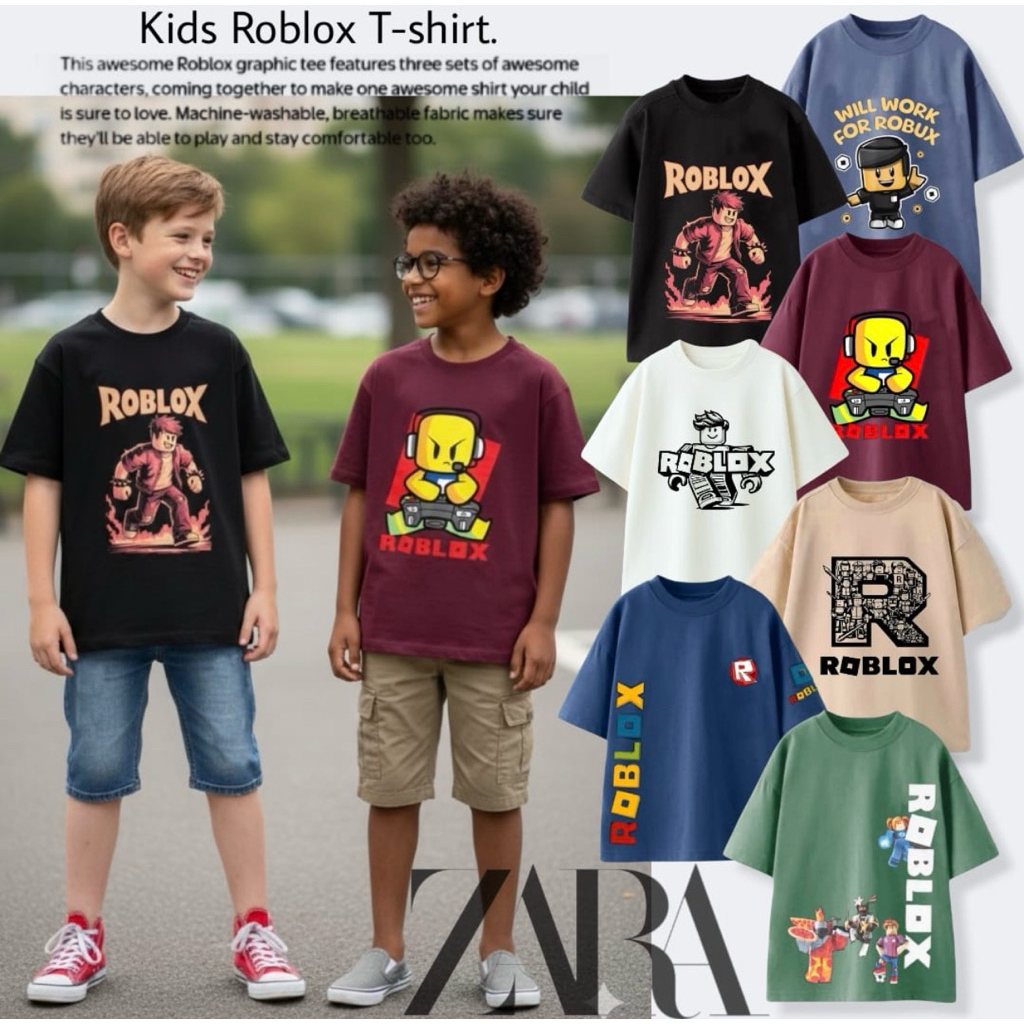 Atasan Roblox Robux 6-14tahun anak laki laki zar4