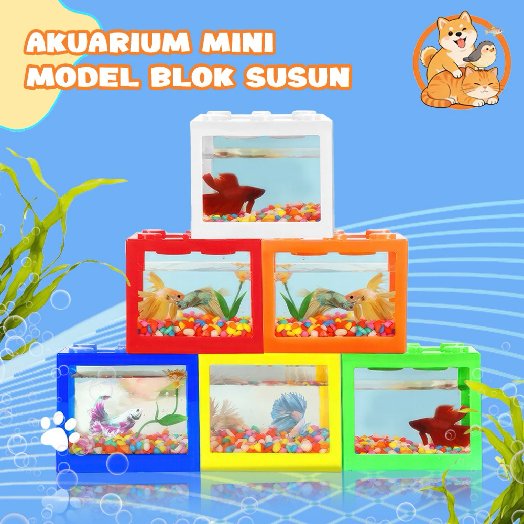 Aquarium Mini Akrilik Transparan Tangki Akuarium Mini Ikan Hias & Kura-Kura
