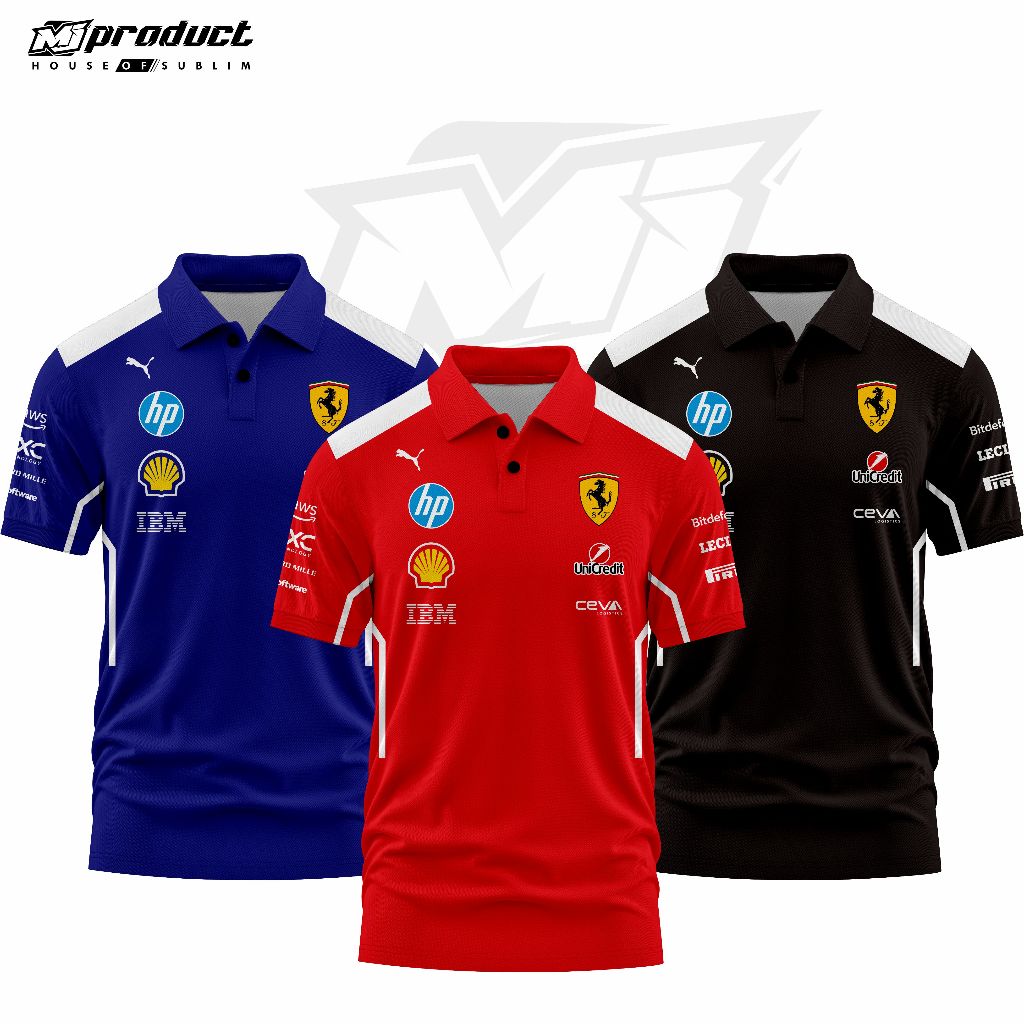JERSEY POLO F1 FERRARI RACING TEAM F1 2025 KAOS POLO PRIA PREMIUM GRADE ORIGINALS