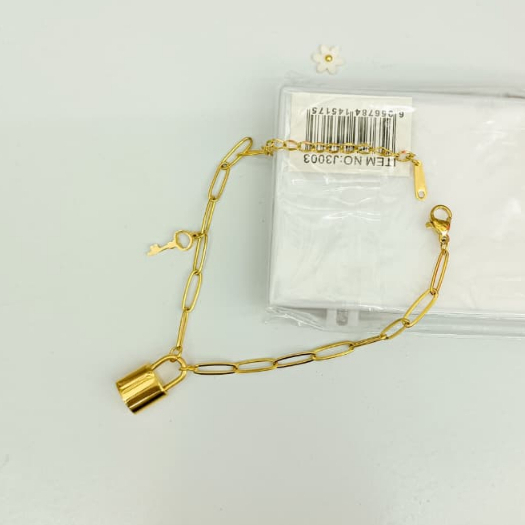 Gelang Tangan Regal Gembok Kunci Titanium Stainless Anti Karat Grosir COD