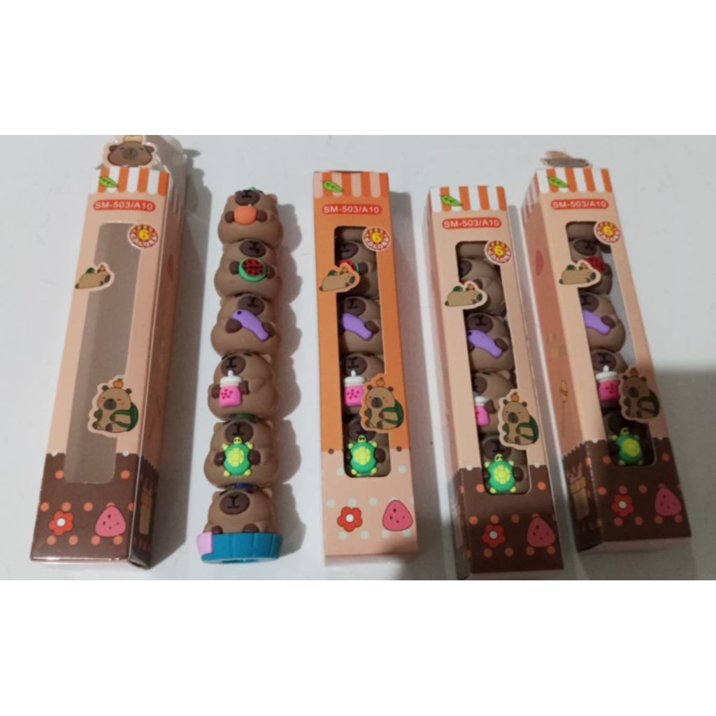 Stabilo susun Capybara 6pcs / stabilo Spiderman / alat tulis / stabilo lucu