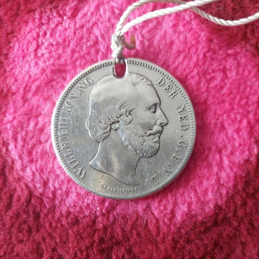 Koin perak Gulden Willem belanda tahun 1871. 21/2 G asli.