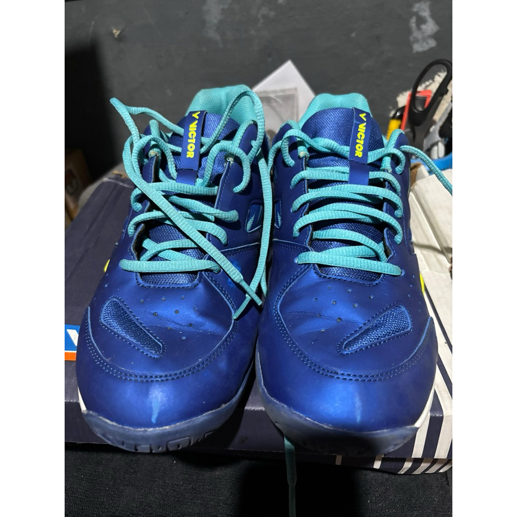 Original Victor Badminton Shoes Size 44 Biru Sepatu Bulu Tangkis Pria