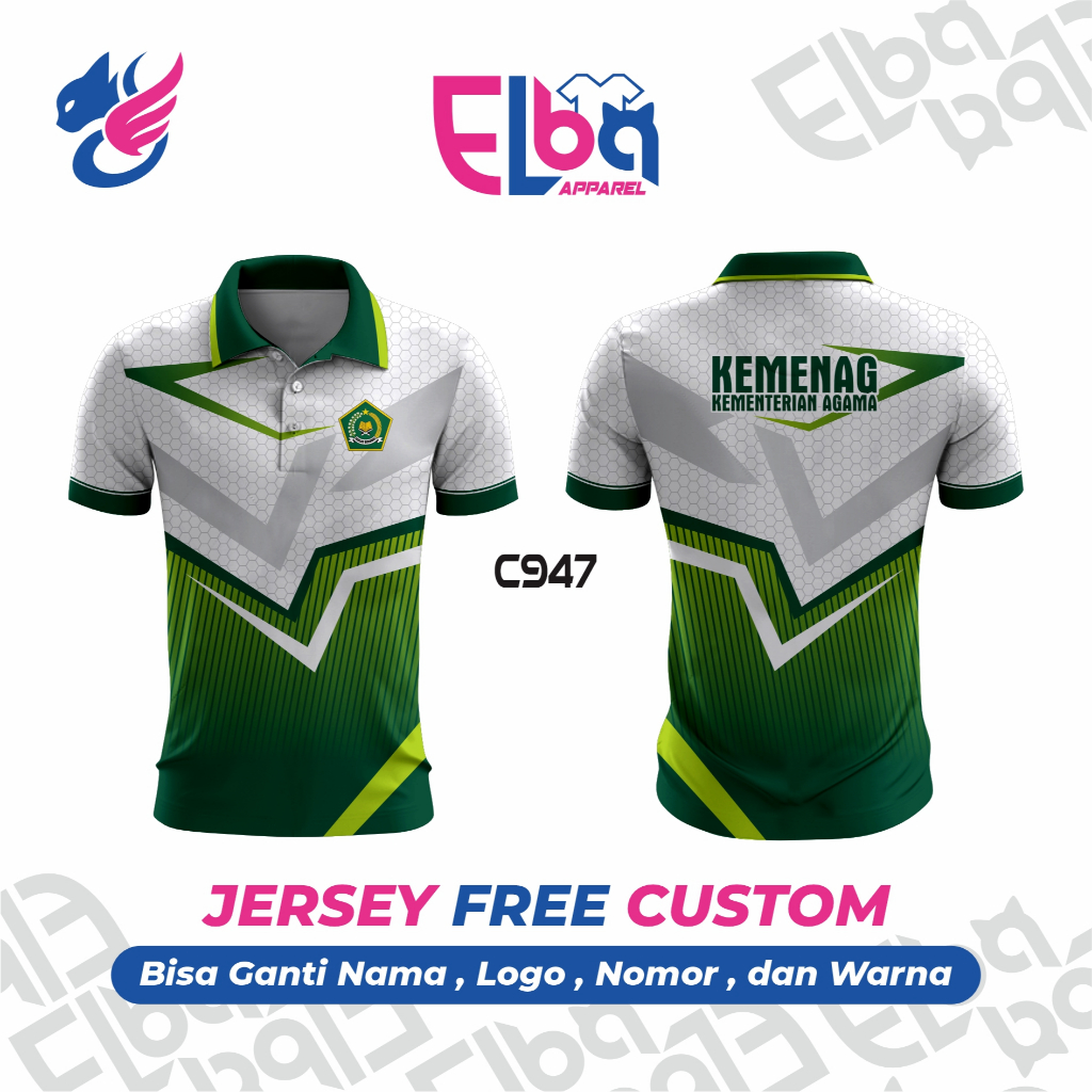 Kaos Baju Jersey Seragam KEMENAG Kementerian Agama Kerah Full Printing free custom