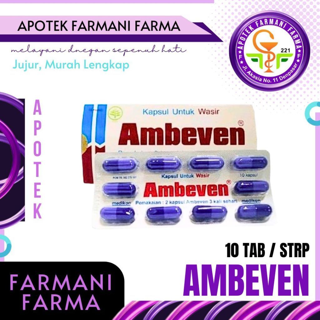 Ambeven Kapsul / Ambeven Kapsul Isi 10 / Obat Wasir / Obat Wasir Hebal / Kapsul Wasir / Hemoroid