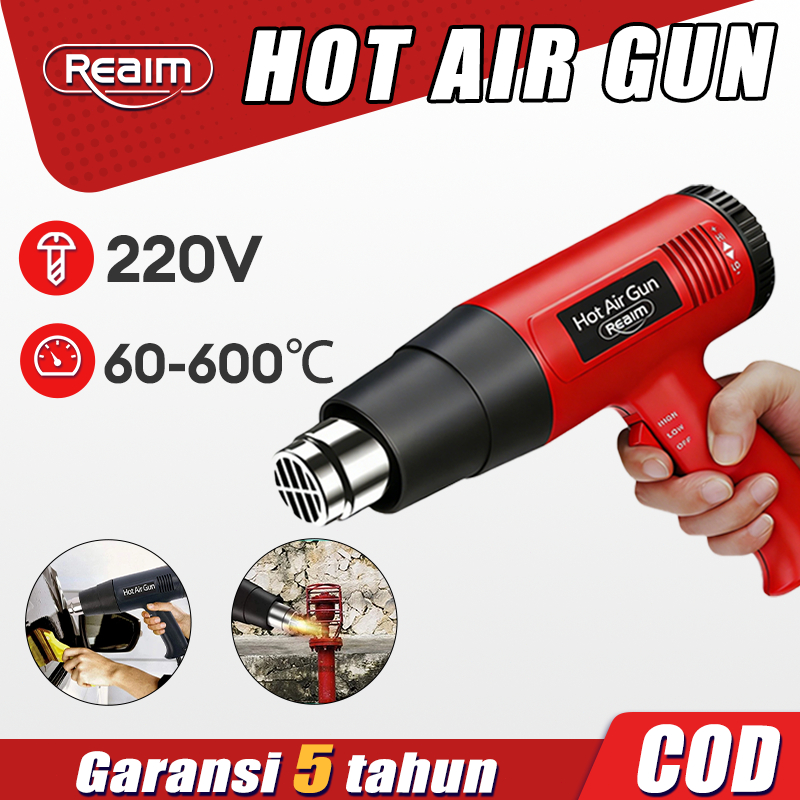 Reaim Heat Gun Air Hot Gun 220 V Hotgun Watt Kecil Heatgun Alat Pemanas Hot Air Gun Heatgun Low Watt