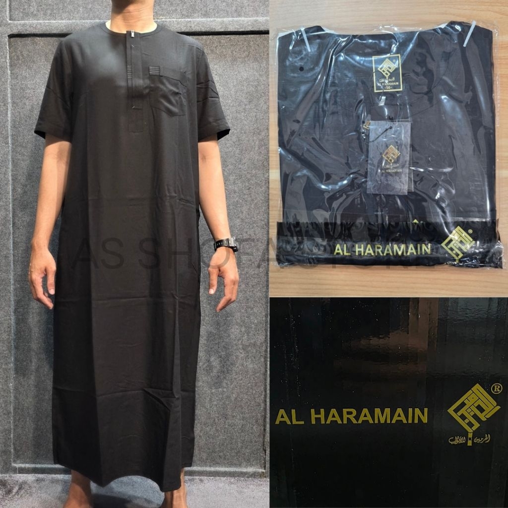 Gamis Pria Haramain / Jubah Pria Haramain Dewasa Saudi Lengan Pendek Katun Premium Impor