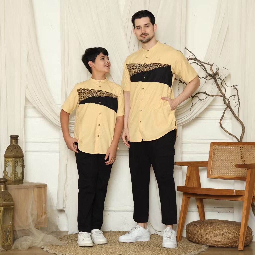 Baju Koko Fatih. Baju koko pria Lengan pendek Hitam Hybrids