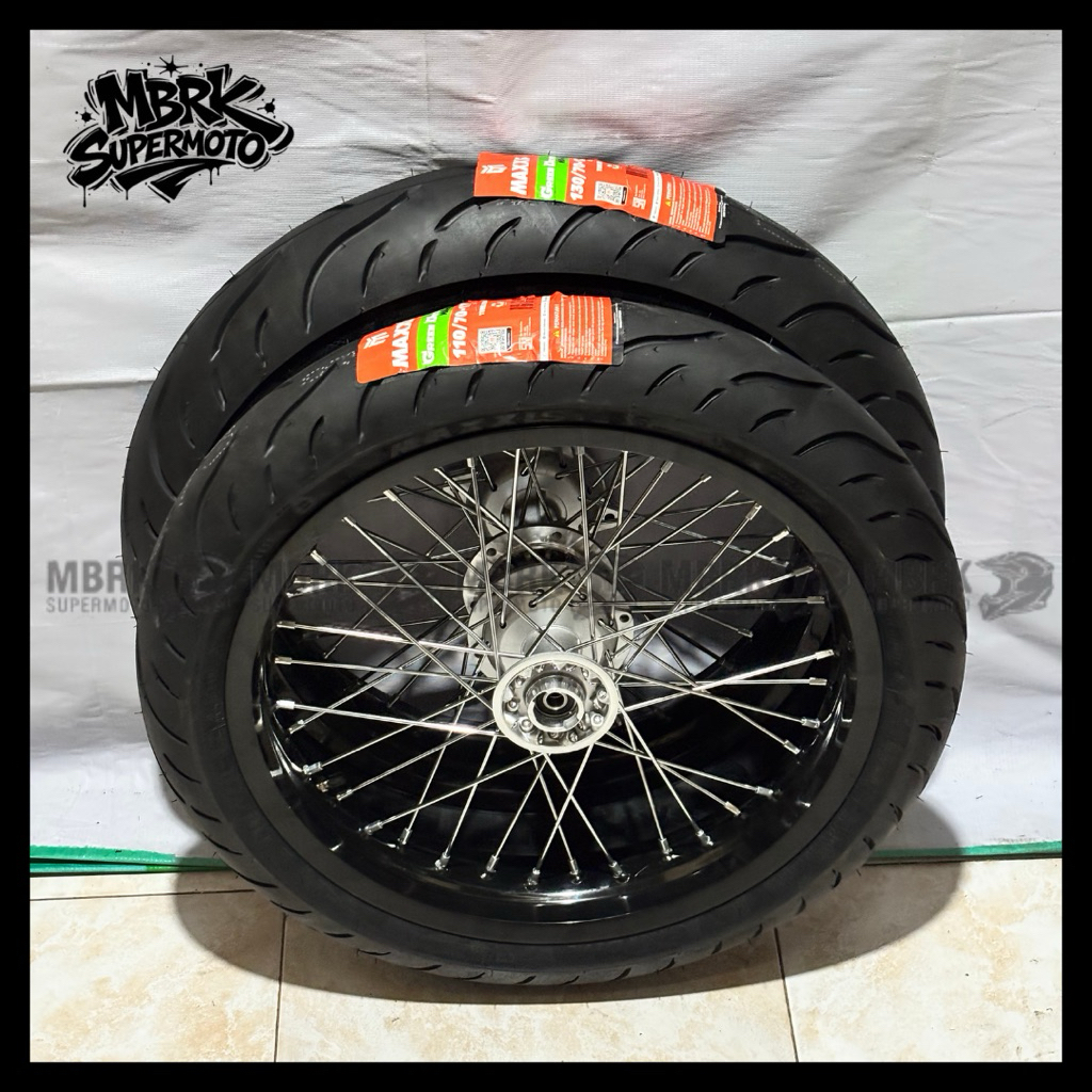 WHEELSET VELG RODA SUPERMOTO KLX DTRACKER SET BAN MAXXIS