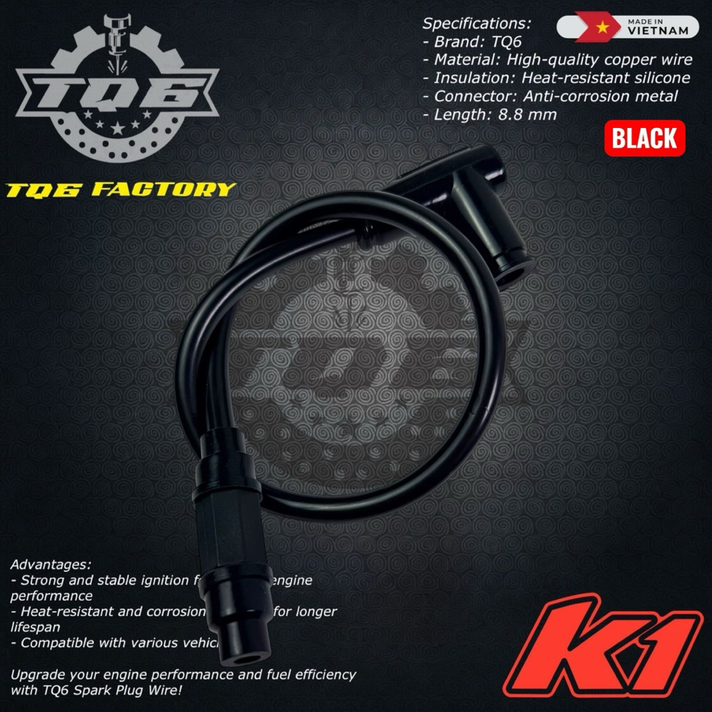 COP KABEL KOIL BUSI RACING TQ6  TWIN CORE  / KABEL BUSI WARNA Kabel busi motor Universal OriGinal Ca