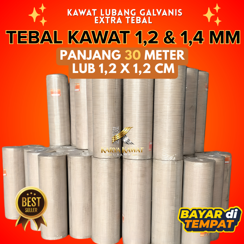 Kawat Loket RAM Galvanis Lembar Tebal 1,2 Mili & 1,4 Mili Lubangan 1.2 X 1.2cm Variasi Ukuran Best