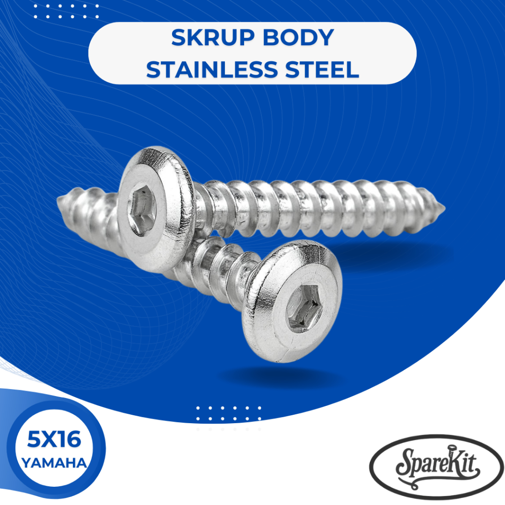 SKRUP / BAUT BODY MOTOR YAMAHA 5x16 STAINLESS STEEL CHAMFERED HEAD