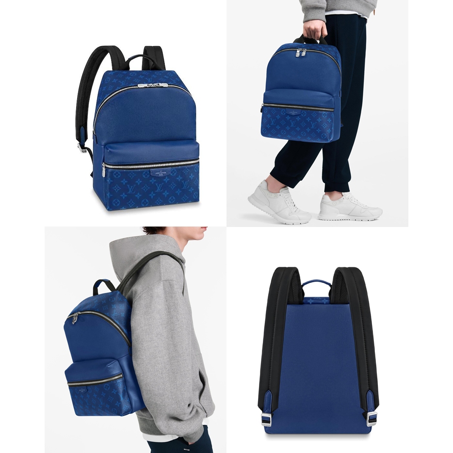 LOUIS VUITTON Discovery Blue Backpack Tas Travel Monogram Damier Biru Ransel Kulit Leather Damier