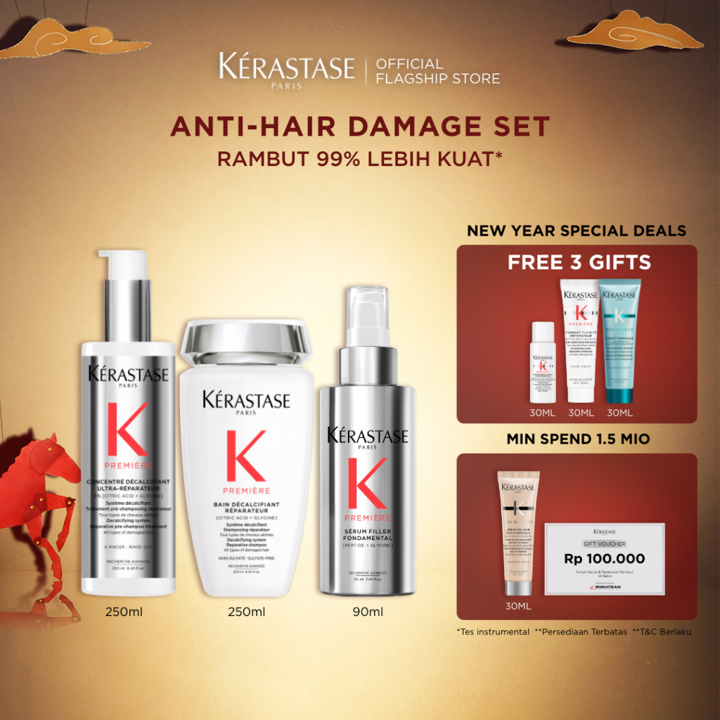 Kerastase Premiere Anti Damaged Set - Bain Premiere 250ml Shampoo Rambut Rusak, Serum Premiere 90ml 