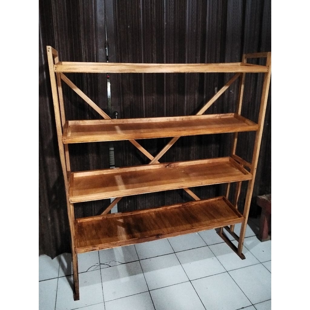 Rak 4 susun rak sayuran rak kayu termurah