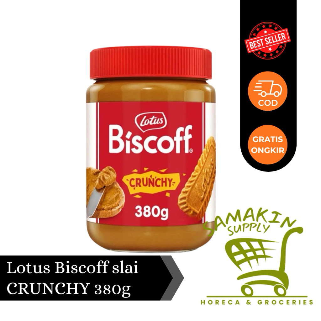 Lotus Biscoff CRUNCHY 380g / Selai Biskuit Lotus Biscoff Crunchy 380g - Rasa Karamel Lezat, Tanpa Pe
