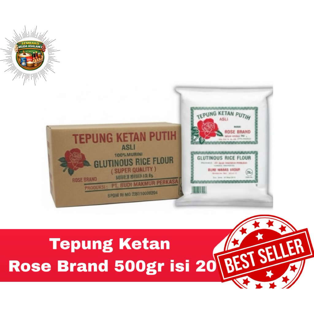 Tepung Ketan Putih RoseBrand 500 gr / 1 Dus isi 20 / Tepung Ketan