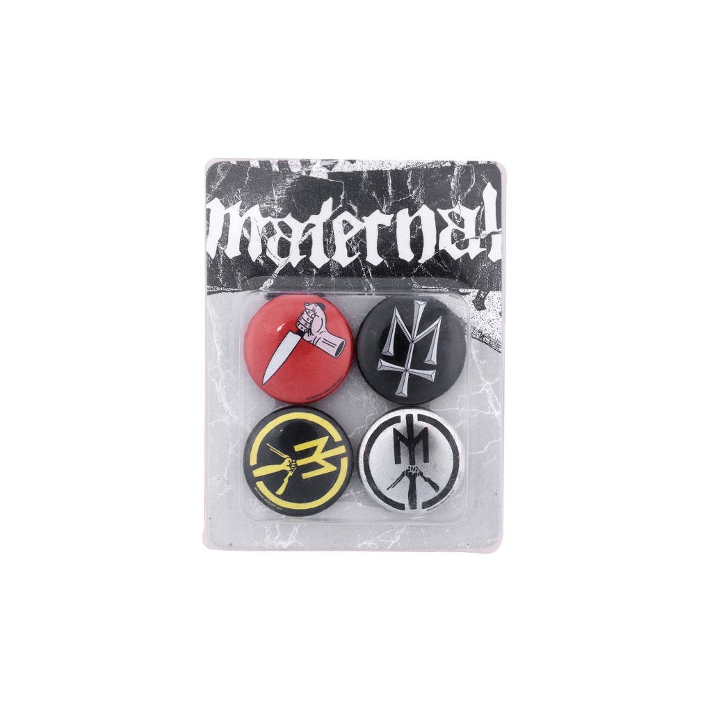 BP 29 Silver Cruel MATERNAL DISASTER BROS BUTTON PIN PACK ISI 4pcs ORIGINAL