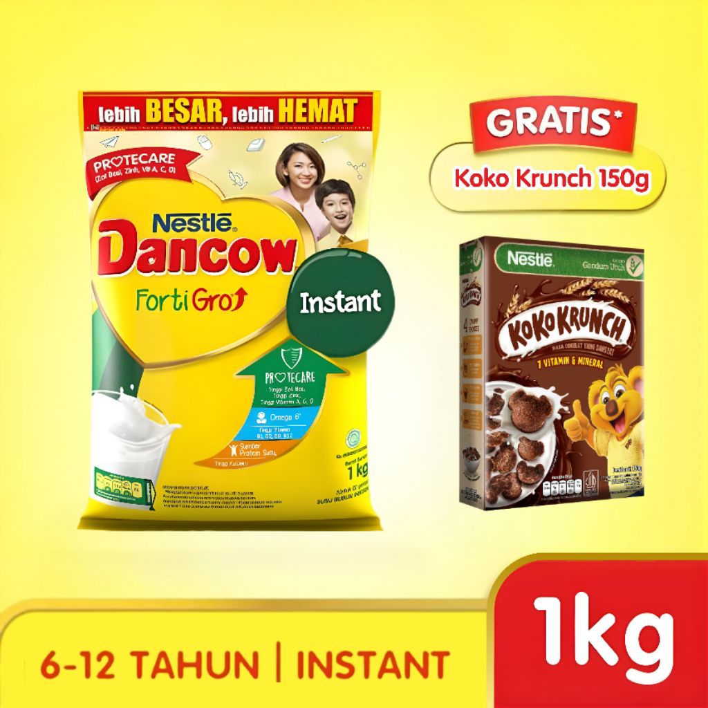 Dancow Fortigro Instant 1 Kg Instan Susu Bubuk Dancow 1Kg 1 Kilogram Rasa Original