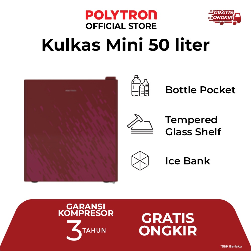Kulkas Mini POLYTRON 50L PRH51 / PRH-51 1 Pintu Portable
