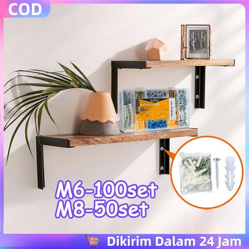M6/M8 Skrup Fisher Tembok + Sekrup Set Skrup Dan Anchor Dinding Angkur Sekrup Skrup Angkur