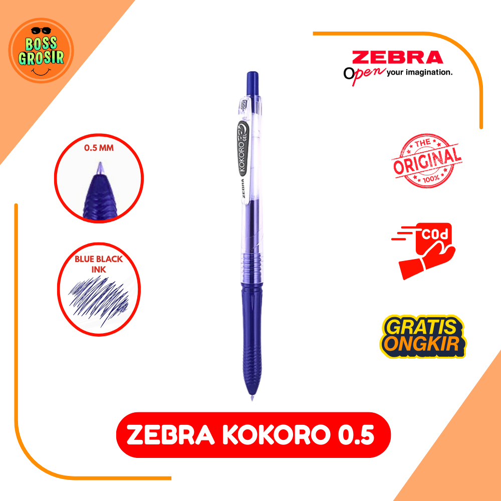 Boss Grosir - Zebra Kokoro Plus Gel Pen 0.5mm Satuan / Pulpen Lucu / Pulpen Enak / Nyaman / Viral
