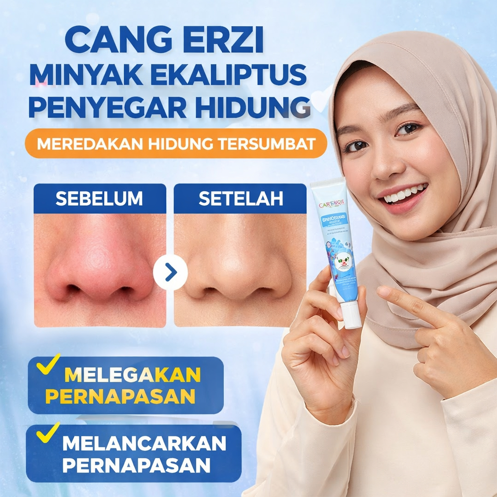 Atasi Hidung Tersumbat 5 Menit | Gel Dekongestan Hidung Alami | Ekstrak Kayu Putih & Mint Halal | Ge
