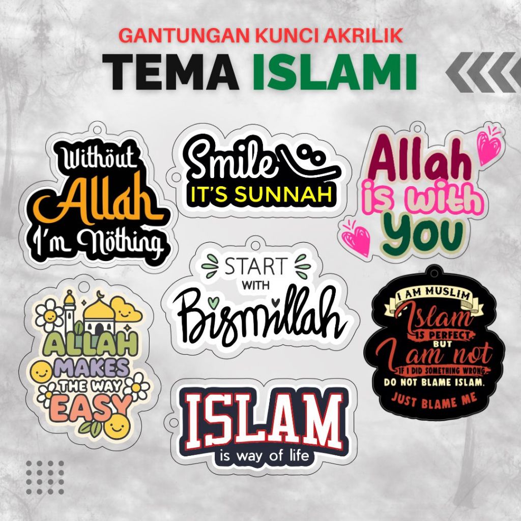 CZTM | Gantungan Kunci Islami Akrilik Quotes Motivasi & Kaligrafi Modern - Souvenir Hadiah Islami