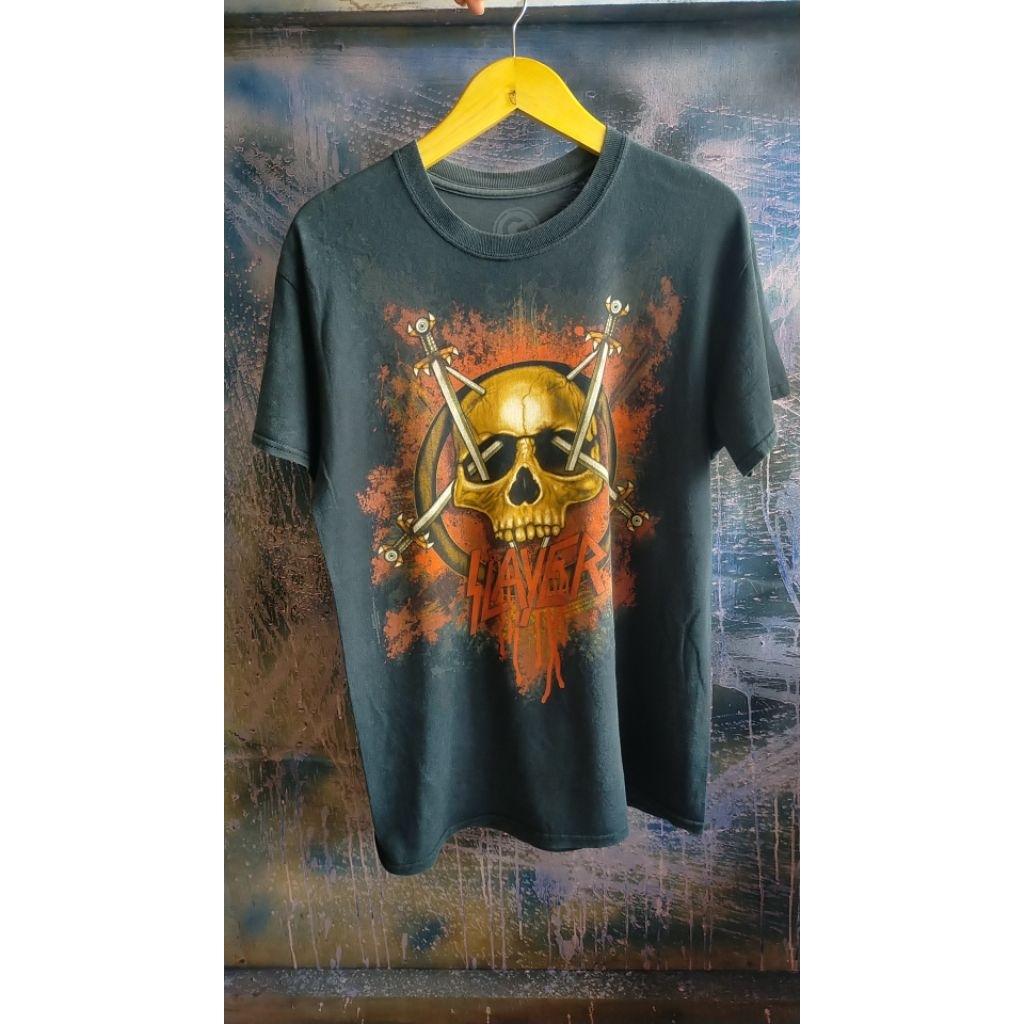 tshirt kaos hitam band slayer bekas