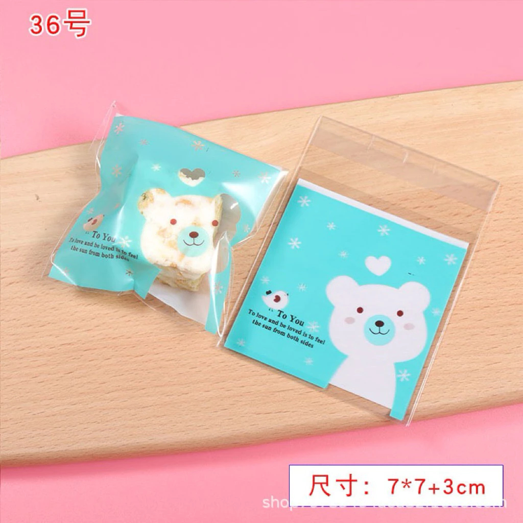 Z42 (100pcs) Plastik Packing Cookies Lucu 7*7cm Plastik Kue Cookies Lucu Unik